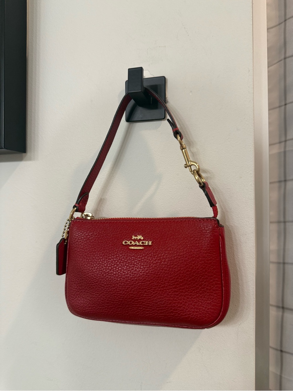 Coach Nolita 15 Mini Leather Shoulder Bag- Red/Gold